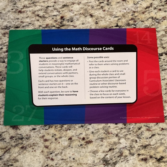 Math Discourse Cards by Curriculum Associates NEW - 98 card set - Picture 3 of 4
